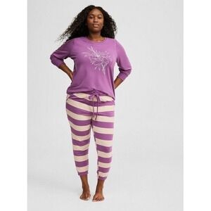 Torrid Pajama pjs Set 1X Purple French terry classic lounge Jogger Sleepwear